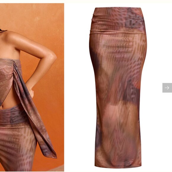 PLT Multi Blurred Print Mesh Bandeau Beach Set - Picture 4 of 5